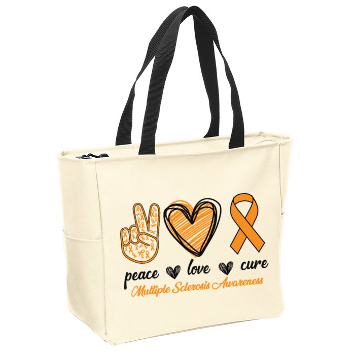Peace Love Cure Multiple Sclerosis Zip Tote Bag