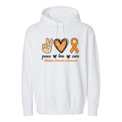 Peace Love Cure Multiple Sclerosis Garment-Dyed Fleece Hoodie