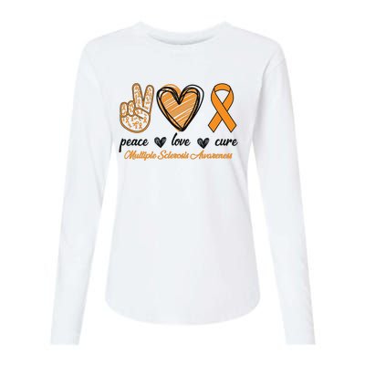 Peace Love Cure Multiple Sclerosis Womens Cotton Relaxed Long Sleeve T-Shirt