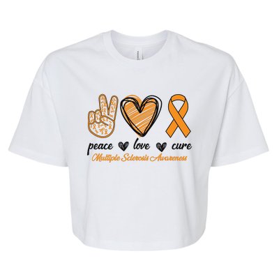 Peace Love Cure Multiple Sclerosis Bella+Canvas Jersey Crop Tee