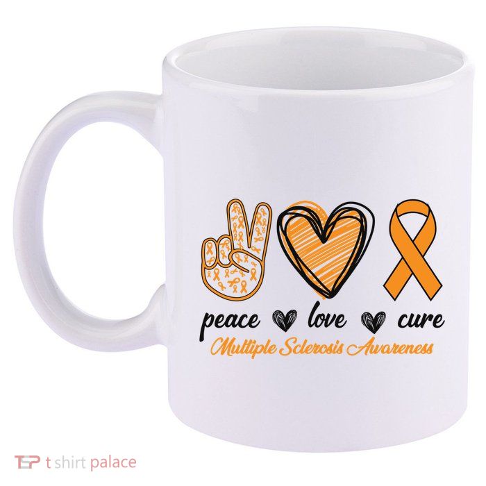 Peace Love Cure Multiple Sclerosis 11oz C Handle Ceramic Mug