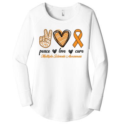 Peace Love Cure Multiple Sclerosis Women's Perfect Tri Tunic Long Sleeve Shirt