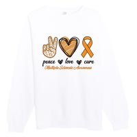 Peace Love Cure Multiple Sclerosis Premium Crewneck Sweatshirt