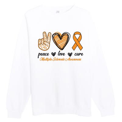 Peace Love Cure Multiple Sclerosis Premium Crewneck Sweatshirt