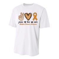 Peace Love Cure Multiple Sclerosis Performance Sprint T-Shirt