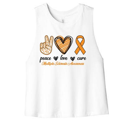 Peace Love Cure Multiple Sclerosis Women's Racerback Cropped Tank