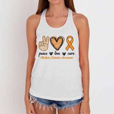 Peace Love Cure Multiple Sclerosis Women's Knotted Racerback Tank