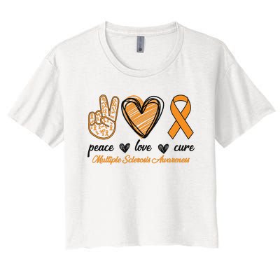 Peace Love Cure Multiple Sclerosis Women's Crop Top Tee