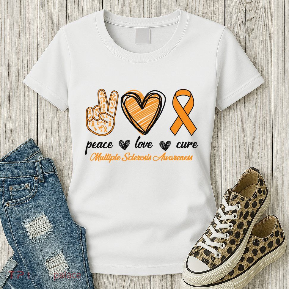 Peace Love Cure Multiple Sclerosis Womens T-Shirt