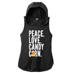 Peace Love Candy Corn Funny Halloween Cute Gift Ladies PosiCharge Tri-Blend Wicking Draft Hoodie Tank