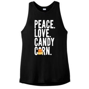 Peace Love Candy Corn Funny Halloween Cute Gift Ladies PosiCharge Tri-Blend Wicking Tank