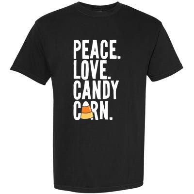 Peace Love Candy Corn Funny Halloween Cute Gift Garment-Dyed Heavyweight T-Shirt