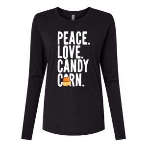 Peace Love Candy Corn Funny Halloween Cute Gift Womens Cotton Relaxed Long Sleeve T-Shirt