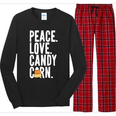 Peace Love Candy Corn Funny Halloween Cute Gift Long Sleeve Pajama Set