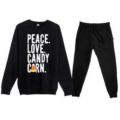 Peace Love Candy Corn Funny Halloween Cute Gift Premium Crewneck Sweatsuit Set