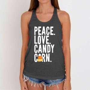 Peace Love Candy Corn Funny Halloween Cute Gift Women's Knotted Racerback Tank