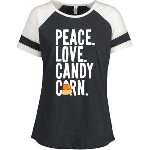 Peace Love Candy Corn Funny Halloween Cute Gift Enza Ladies Jersey Colorblock Tee