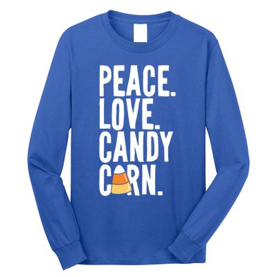 Peace Love Candy Corn Funny Halloween Cute Gift Long Sleeve Shirt