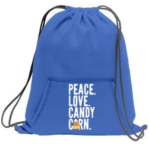 Peace Love Candy Corn Funny Halloween Cute Gift Sweatshirt Cinch Pack Bag