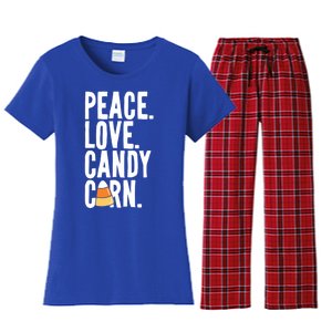 Peace Love Candy Corn Funny Halloween Cute Gift Women's Flannel Pajama Set