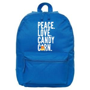 Peace Love Candy Corn Funny Halloween Cute Gift 16 in Basic Backpack