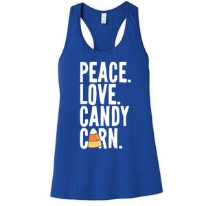 Peace Love Candy Corn Funny Halloween Cute Gift Women's Racerback Tank