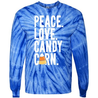 Peace Love Candy Corn Funny Halloween Cute Gift Tie-Dye Long Sleeve Shirt