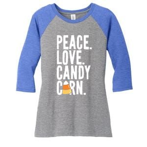 Peace Love Candy Corn Funny Halloween Cute Gift Women's Tri-Blend 3/4-Sleeve Raglan Shirt