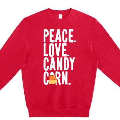 Peace Love Candy Corn Funny Halloween Cute Gift Premium Crewneck Sweatshirt