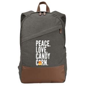 Peace Love Candy Corn Funny Halloween Cute Gift Cotton Canvas Backpack