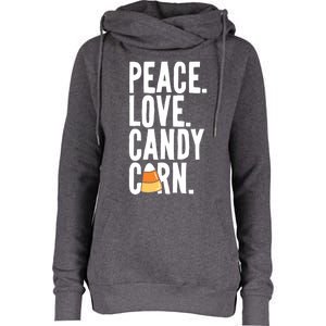 Peace Love Candy Corn Funny Halloween Cute Gift Womens Funnel Neck Pullover Hood