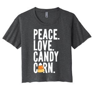 Peace Love Candy Corn Funny Halloween Cute Gift Women's Crop Top Tee