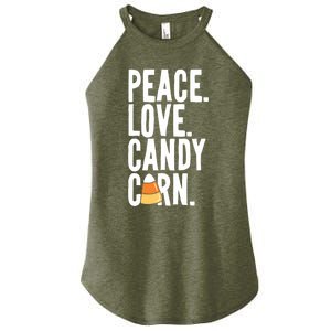 Peace Love Candy Corn Funny Halloween Cute Gift Women's Perfect Tri Rocker Tank