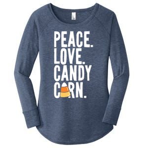 Peace Love Candy Corn Funny Halloween Cute Gift Women's Perfect Tri Tunic Long Sleeve Shirt