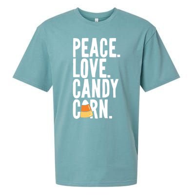 Peace Love Candy Corn Funny Halloween Cute Gift Sueded Cloud Jersey T-Shirt