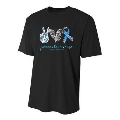 Peace Love Cure Diabetes Awareness Youth Performance Sprint T-Shirt