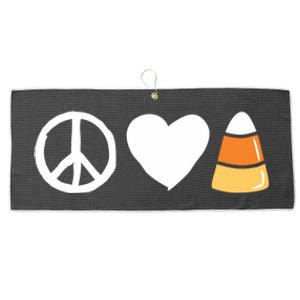 Peace Love Candy Corn Funny Halloween Gift Large Microfiber Waffle Golf Towel