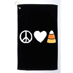 Peace Love Candy Corn Funny Halloween Gift Platinum Collection Golf Towel