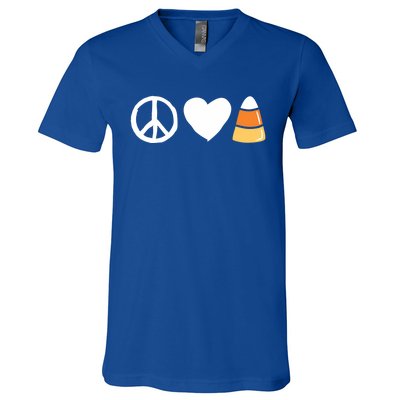 Peace Love Candy Corn Funny Halloween Gift V-Neck T-Shirt