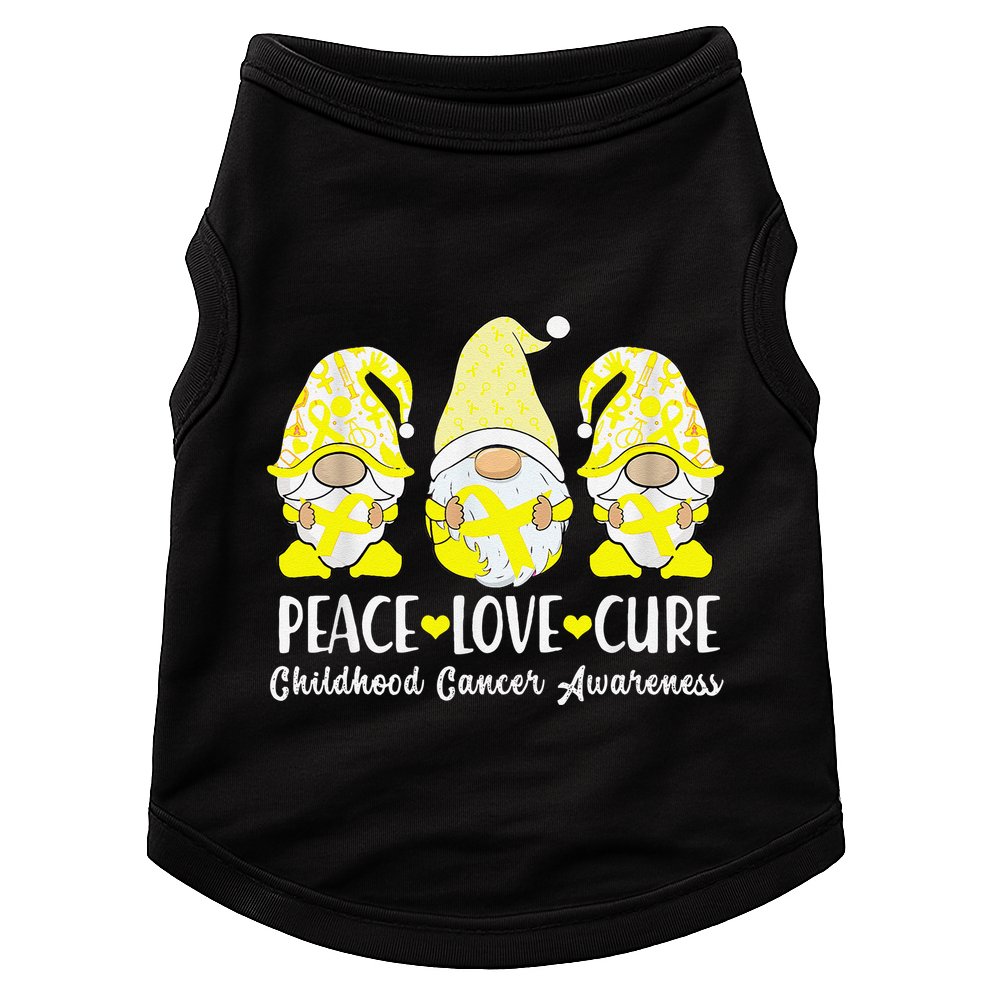 Peace Love Cure Childhood Cancer Awareness Ribbon Gnomies Doggie Tank