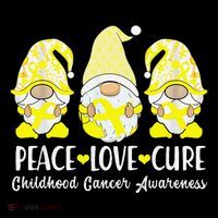 Peace Love Cure Childhood Cancer Awareness Ribbon Gnomies Flatbill Hat