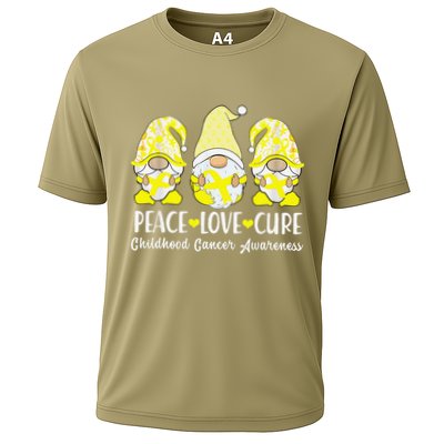 Peace Love Cure Childhood Cancer Awareness Ribbon Gnomies Performance Shirt