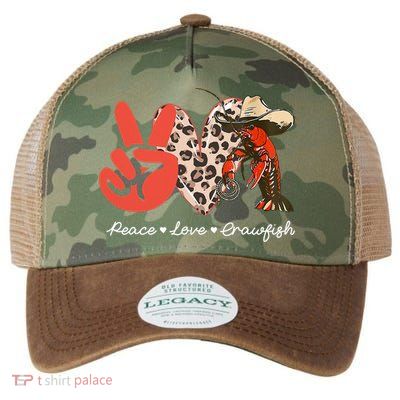 Peace Love Crawfish Leopard Crawfish Boil Cajun Lobster Legacy Tie Dye Trucker Hat