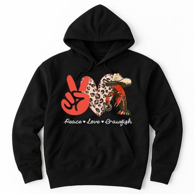 Peace Love Crawfish Leopard Crawfish Boil Cajun Lobster Hoodie