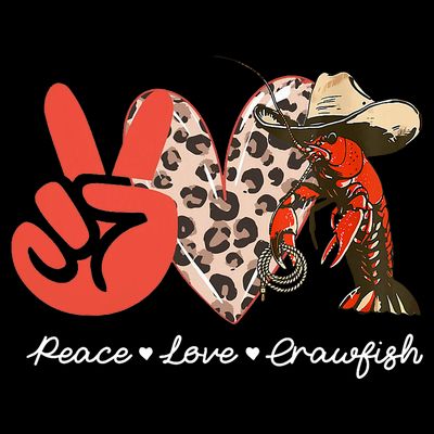 Peace Love Crawfish Leopard Crawfish Boil Cajun Lobster T-Shirt