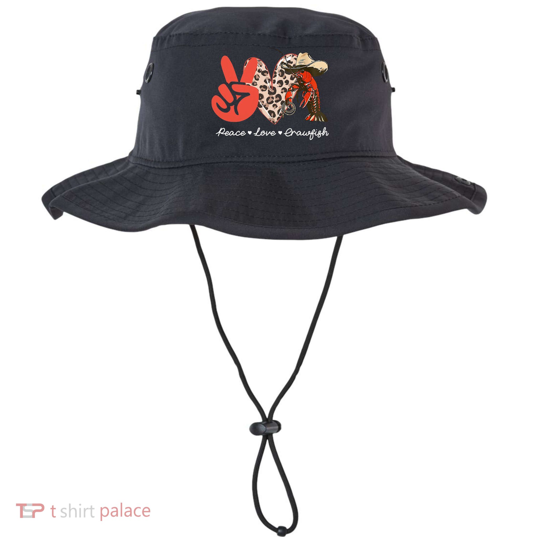 Peace Love Crawfish Leopard Crawfish Boil Cajun Lobster Bucket Hat