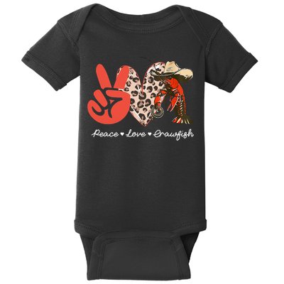 Peace Love Crawfish Leopard Crawfish Boil Cajun Lobster Baby Bodysuit