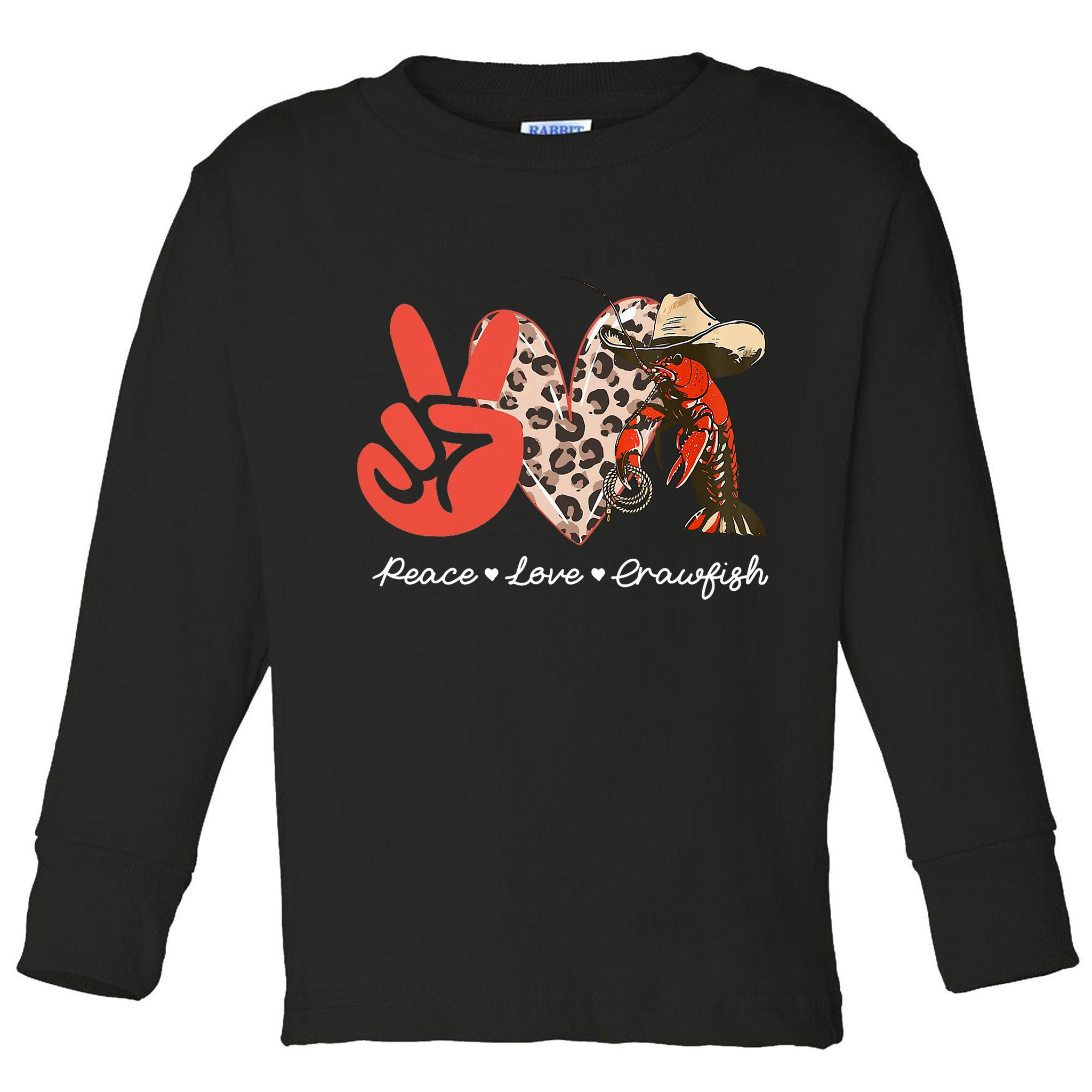 Peace Love Crawfish Leopard Crawfish Boil Cajun Lobster Toddler Long Sleeve Shirt