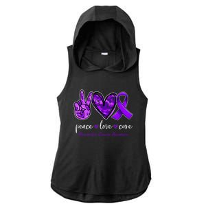 Peace Love Cure Purple Ribbon Pancreatic Cancer Awareness Gift Ladies PosiCharge Tri-Blend Wicking Draft Hoodie Tank