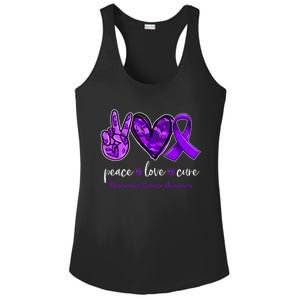 Peace Love Cure Purple Ribbon Pancreatic Cancer Awareness Gift Ladies PosiCharge Competitor Racerback Tank